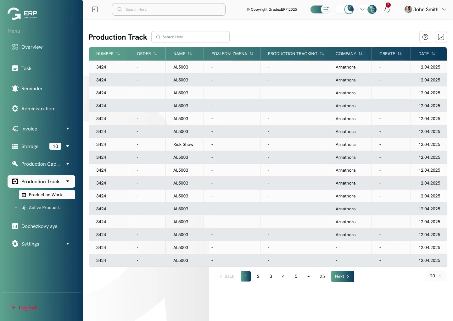 GradexERP — Produktionsverfolgung